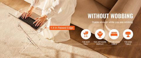 Vevor Acrylic Folding Tray Table, Acrylic End Table With Folding X Leg, Clear Acrylic Side Table ... inside Enj61038 / Enj61039 Acrylic End Table Set, 2